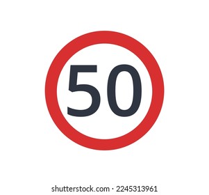 Maximum speed limit of 50 symbol. Traffic signs vectors.