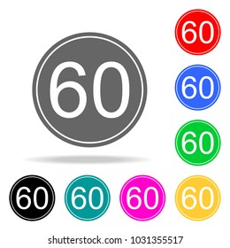 Maximum speed limit 60 icon. Elements in multi colored icons for mobile concept and web apps. Icons for website design and development, app development on white background