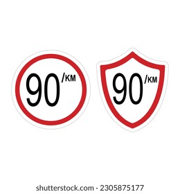 maximum speed limit 90 km sign, vector illustration