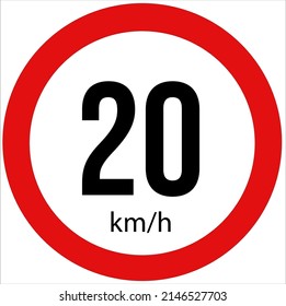 Maximum Speed Limit Illustration 20 Km Stock Vector (Royalty Free ...