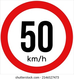 Maximum Speed Limit Illustration 50 Km Stock Vector (Royalty Free ...