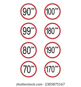 maximum speed limit set sign, vector illustration