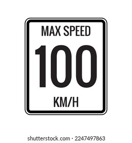 Signo de límite de velocidad máximo icono de signo de 100 kmh en la ilustración del vector de fondo blanco.
