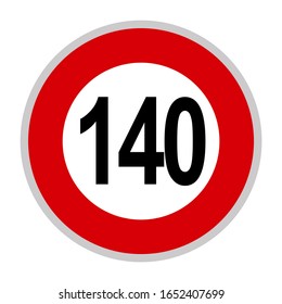 Geschwindigkeitsbegrenzungszeichen 140 km/h Einzige Straßenzeichen-Symbol auf weißem Hintergrund