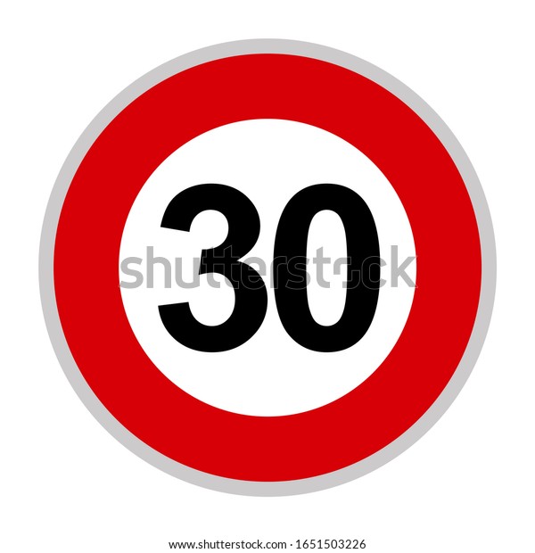 Maximum Speed Limit Sign 30 Kmh Stock Vector Royalty Free 1651503226 