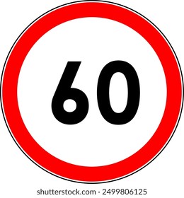 Signo de límite de velocidad máxima 60