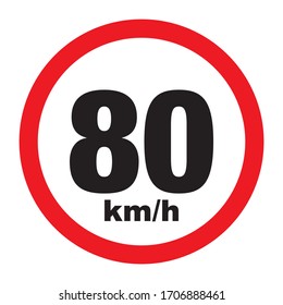 Maximum Speed Limit Sign 80 Kmh Stock Vector (Royalty Free) 1706888461 ...