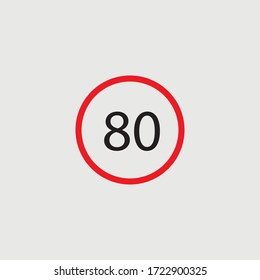 Signo del límite máximo de velocidad 80 km/h
