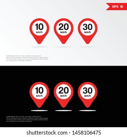 Maximum Speed limit sign set icon app mobile. Isolated road sign icon on white background.1