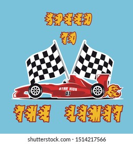 Maximum speed race car drawn with graphic tablet -vector illustration
