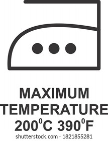 MAXIMUM TEMPERATURE 200 DEGREE C 390 DEGREE F ICON, SIGN AND SYMBOL