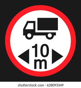 Maximum vehicle length sign flat icon, Traffic and road sign, vector graphics, a solid pattern on a black background, eps 10.