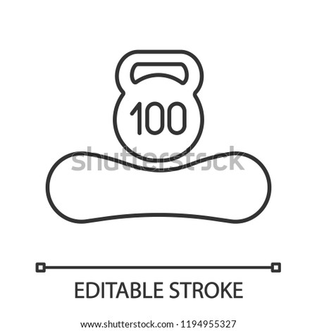 Maximum weight limit up to 100 kg linear icon. Thin line illustration. Mattress weight recommendation per person of hundred kilograms. Contour symbol. Vector isolated outline drawing. Editable stroke