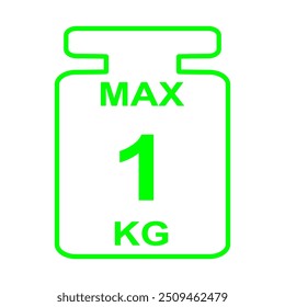 Límite máximo de peso hasta 1 kg. Vector aislado, ilustración