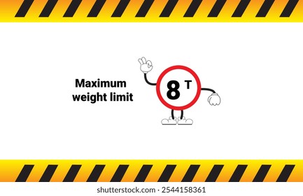 Maximum weight limit sign graphic vector illustration
with cartoon characters. Graphic design is suitable for children's education, story books, or traffic safety materials. vector illustration