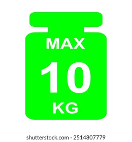 Peso máximo até 10 kg. Vetor isolado, ilustração