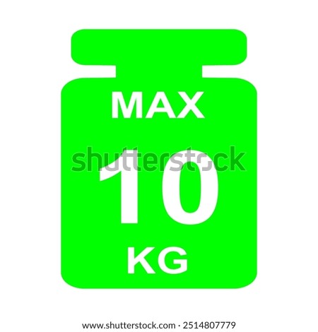 Maximum weight limit up to ten kg. Isolated vector, illustration