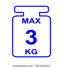 Límite máximo de peso hasta 3 kg. Vector aislado, ilustración
