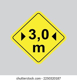 maximum width 3,0 m road traffic sign vector isolated