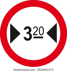 maximum width allowed,Traffic Sign , Vector, symbol, transport icon