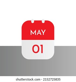 May 01, World Labor Calendar Icon, International Holiday Concept, with Red No 1