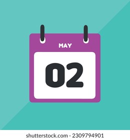 May 02 vector icon calendar Date, day and month Vector illustration, colorful background.