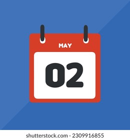 May 02 vector icon calendar Date, day and month Vector illustration, colorful background.