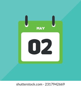 May 02 vector icon calendar Date, day and month Vector illustration, colorful background.