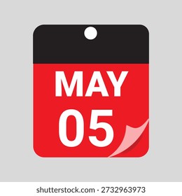 May 05 Calendar Date Icon Vector Red Daily Calendar Page Illustration