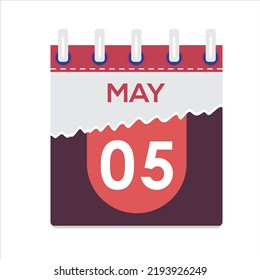 May 05. Vector flat daily calendar icon. Date and time, day, month. Holiday. Season. White Background