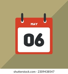 May 06 vector icon calendar Date, day and month Vector illustration, colorful background.