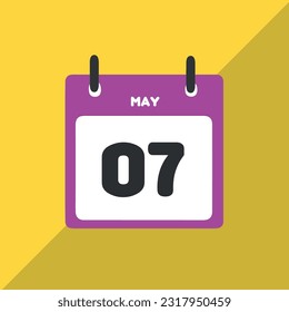 May 07 vector icon calendar Date, day and month Vector illustration, colorful background.