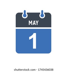 1 de mayo Icono de fecha calendario, icono de fecha de evento, fecha de calendario, gráfico vectorial de diseño de iconos