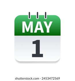 May 1 calendar icon, this sleek and stylish icon is the perfect addition to your digital calendar or scheduling app with its clean design and vibrant colors
