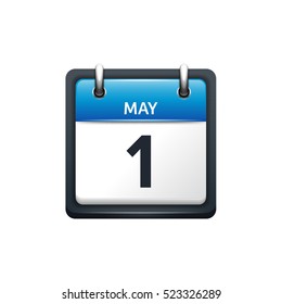 May 1. Calendar icon.Vector illustration,flat style.Month and date.Sunday,Monday,Tuesday,Wednesday,Thursday,Friday,Saturday.Week,weekend,red letter day. 2017,2018 year.Holidays.