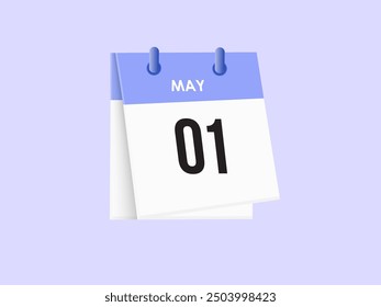 May 1 - calendar and Time planner. Daily Calendar Icon reminder. Vector Illustration.