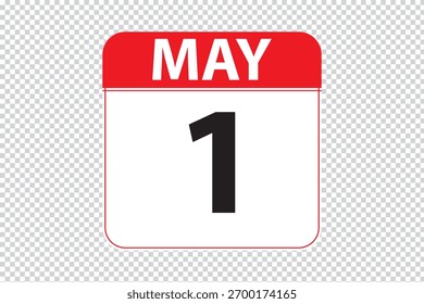 Mayo 1 Icono de calendario de fechas. Icono de calendario simple y moderno sobre fondo blanco.