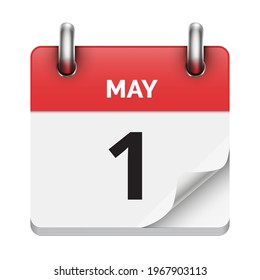 1 de mayo calendario diario plano realista fecha de icono vectorial imagen