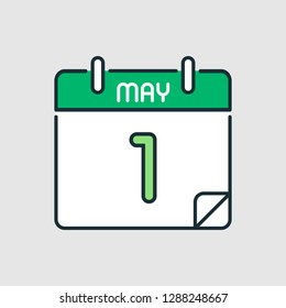 May 1. Flat icon calendar isolated on gray background. Vector illustration.