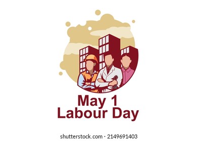1 de mayo, Feliz Día del Trabajo o Día del Trabajo (mayday) Vector Ilustración. Adecuado para tarjetas de felicitación, afiches y banner. 
