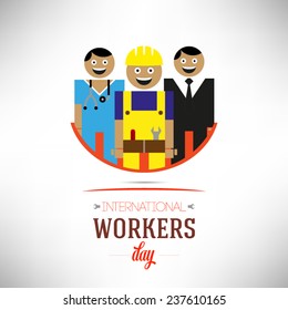 May 1, International Workers Day, Flat Design Vector Illustration