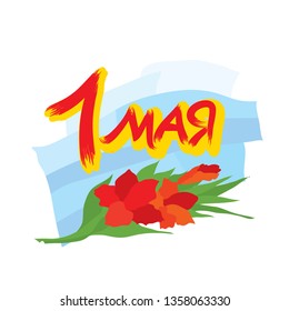 May 1 labour day - inscription on Russian language, cyrillic letters. Vector illustration for banners, greeting card, flyer, web, poster, isolated