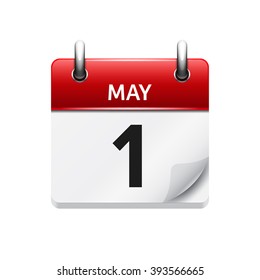 May 1 . Vector flat daily calendar icon. Date and time, day, month. Holiday.