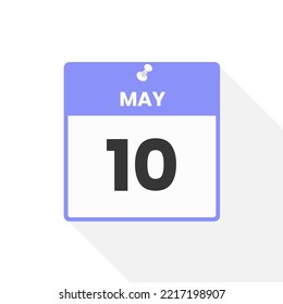 May 10 calendar icon. Date,  Month calendar icon vector illustration
