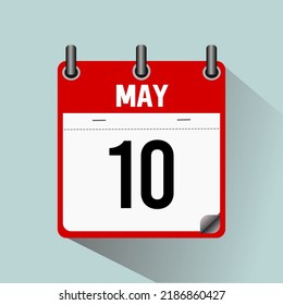 May 10, calendar icon vector illustration, isoleted on light blue background.