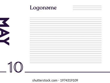 May 10 Calendar on notebook paper background with your logo