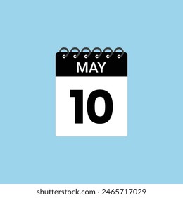 Recordatorio del 10 de mayo. 10 de mayo Fecha Mes Plantilla de diseño de íconos de calendario.