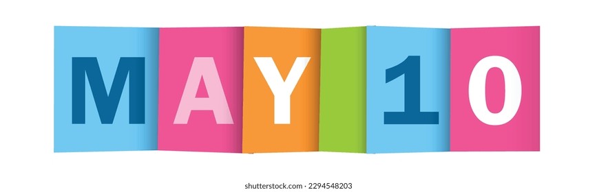 Banner de tipografía de vector colorido del 10 de mayo