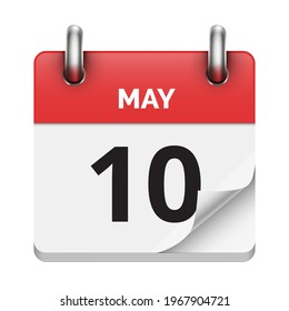 May 10 flat daily realistic calendar icon date vector image