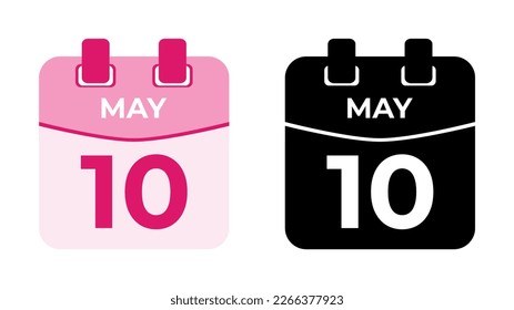 May 10 flat daily spiral calendar icon date vector image in matching color scheme. Suitable and perfect for design material, such as event or reminder. The best editable graphic resources.